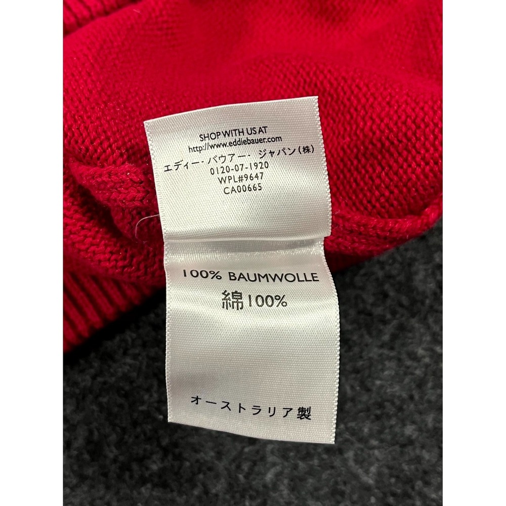 Eddie Bauer Sweater Men XL Red Cotton Tight Knit Ribbed Crew Neck Casual Outdoor - Picture 6 of 9
